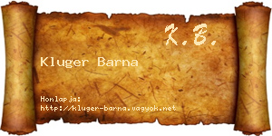 Kluger Barna névjegykártya